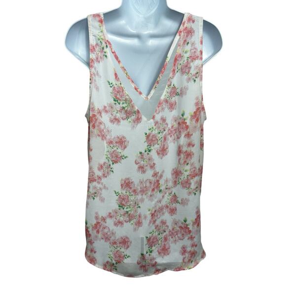 Madison Grey Pink Floral Blouse Sz Large Sleeveless Top Loose V-Neck Cami - Picture 6 of 6